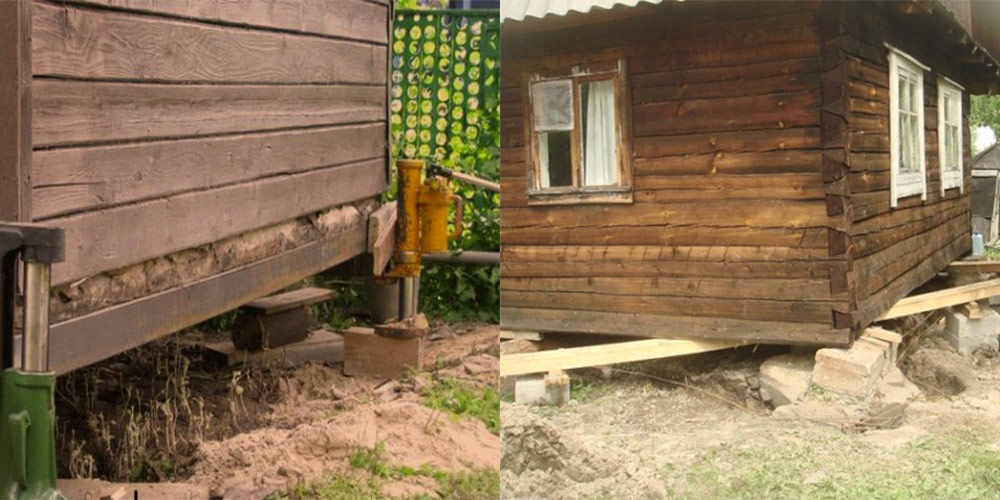 Как поднять старый бревенчатый дом: особенности подъема, ремонт основания (видео)