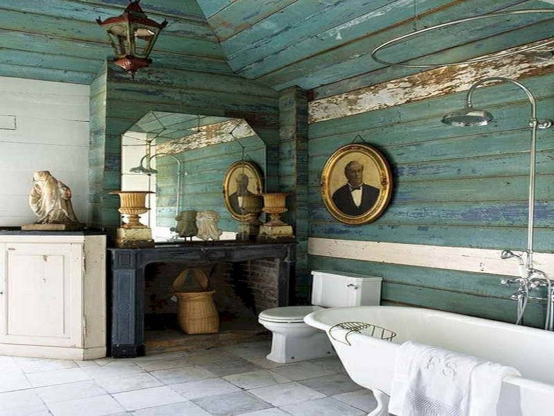 Интерьер ванной комнаты в стиле кантри