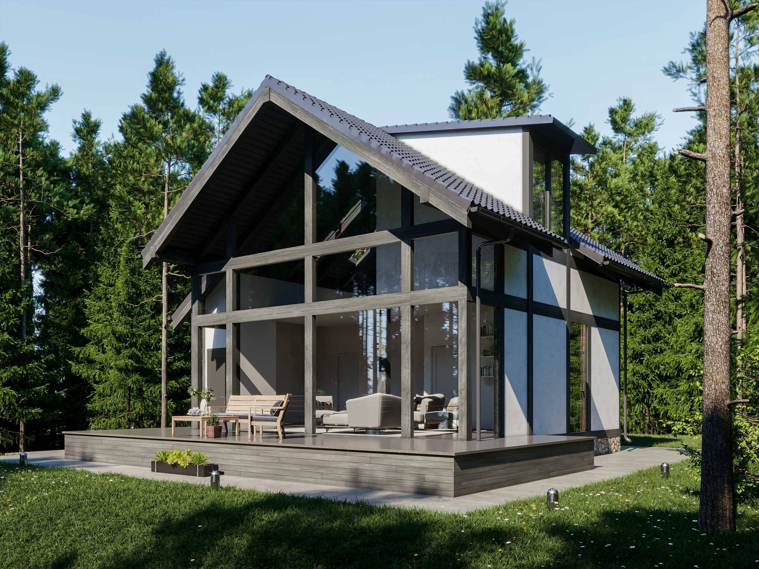 Деревянные дома с большими панорамными окнами: проекты и дизайн решения