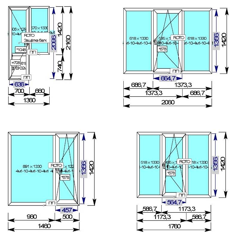 Размеры стандартных окон в панельных домах серии п-30,43,44