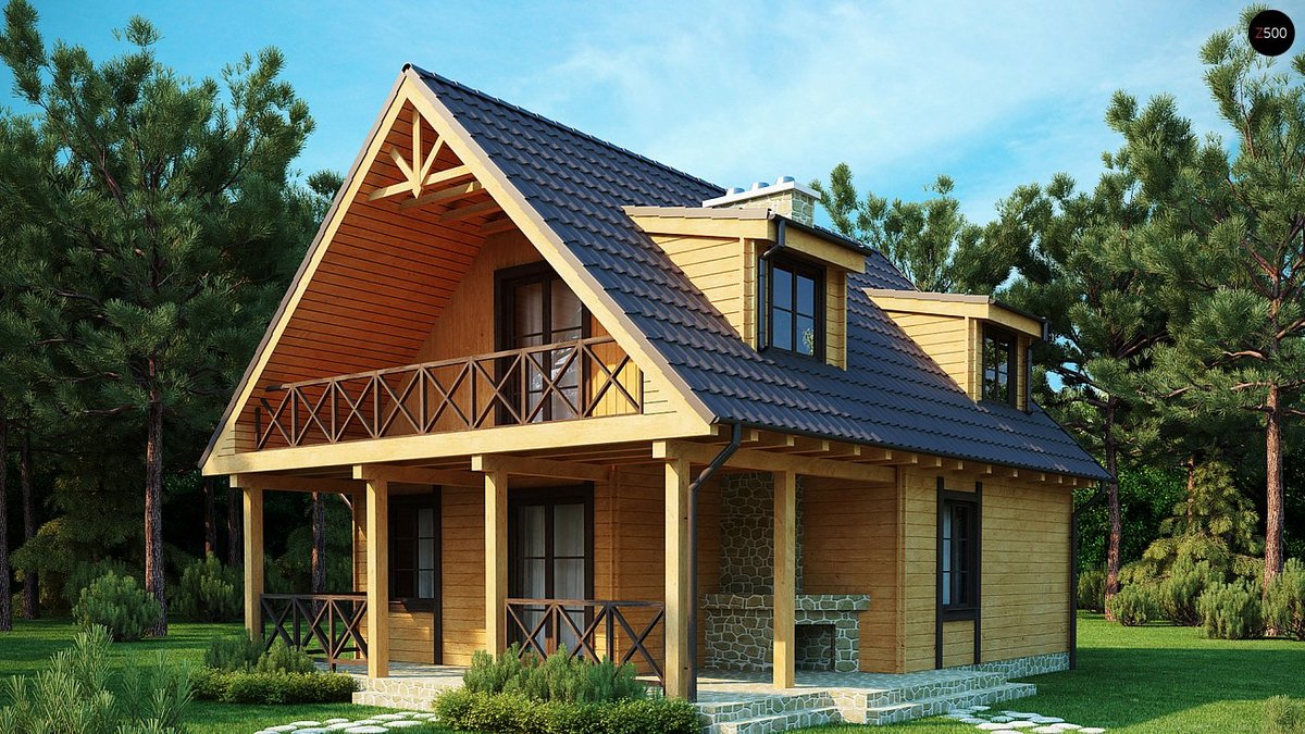 Строительство домов из бруса с мансардой или балконом