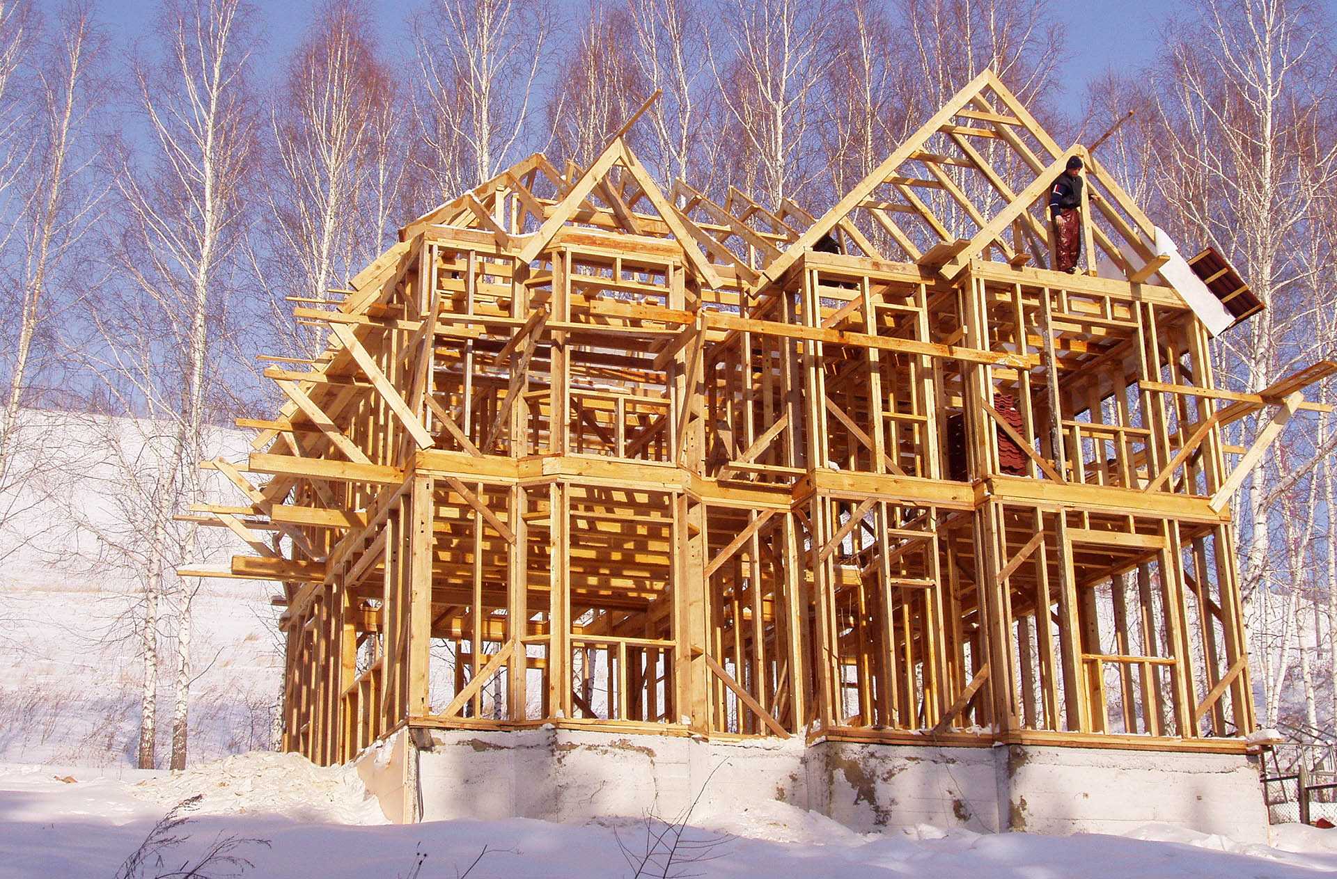 Строительство каркасной постройки в зимнее время года. | karkasnydom