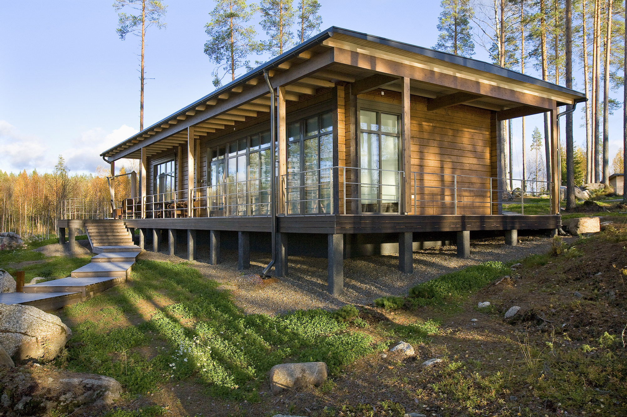 Финские одноэтажные дома с верандой: преимущества и особенности