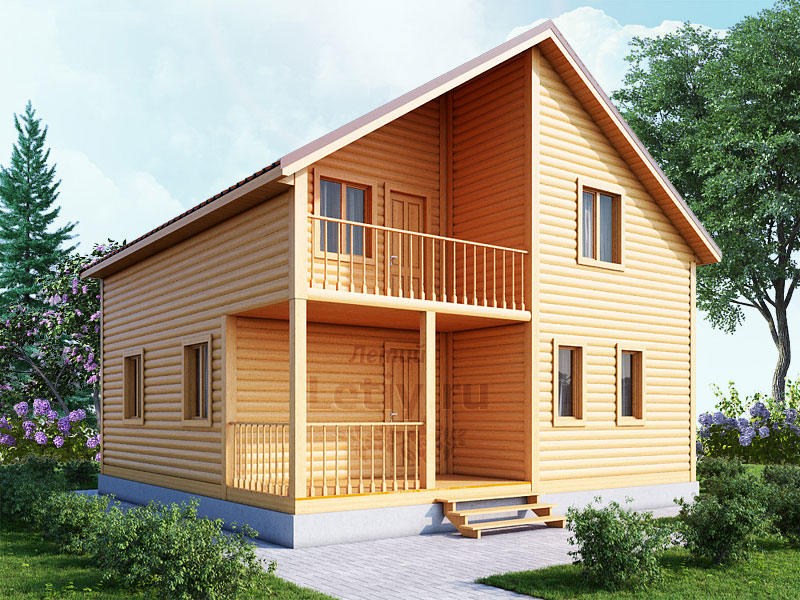 Дом из бруса с мансардой, деревянный дачный домик с мансардой, планировки дома из бруса с мансардой