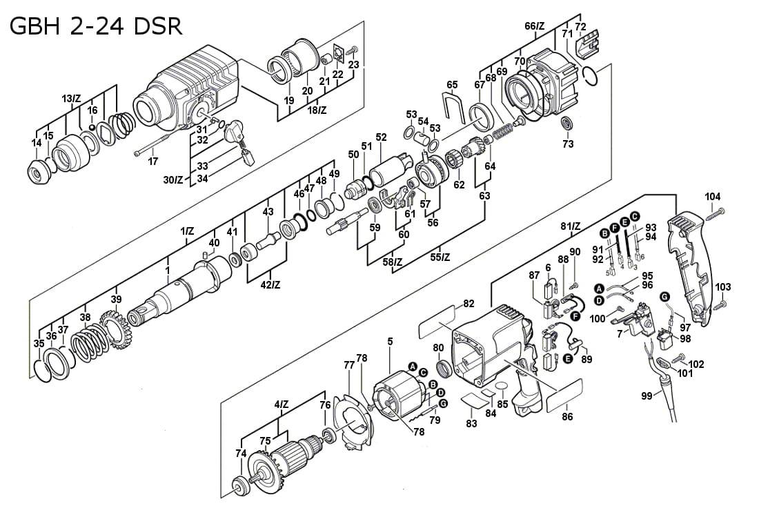 Bosch d 70745 перфоратор схема