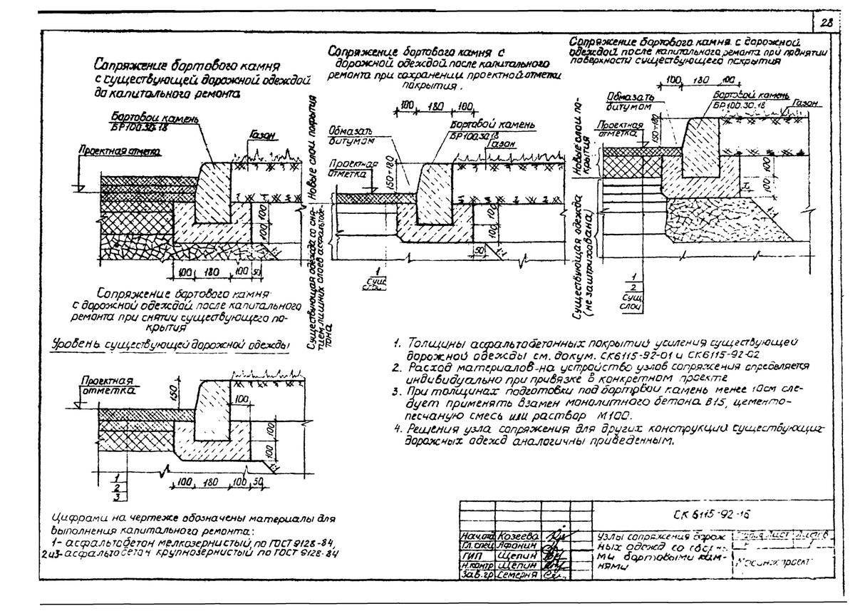 Схема установки дорожного бордюра