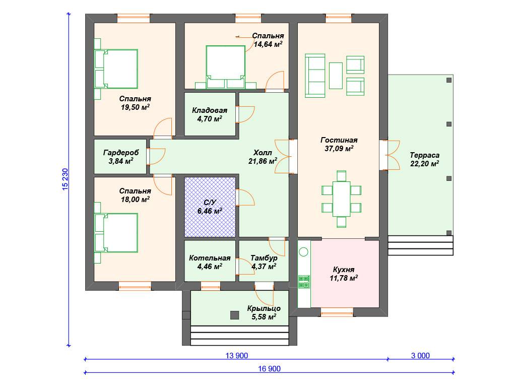 Одноэтажные дома 150 кв. м (46 фото): проекты кирпичного дома и из пеноблока, из газобетона, план финских домов и в скандинавском стиле