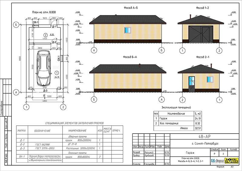 Проект гаража из газоблока