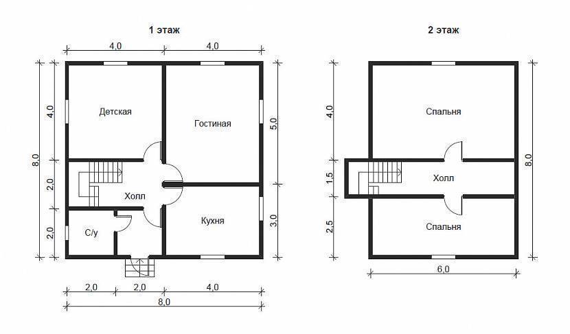 Проекты одноэтажных домов 7 на 9: с 2 спальнями, план каркасных домов и из газобетона, планировка дома из других материалов