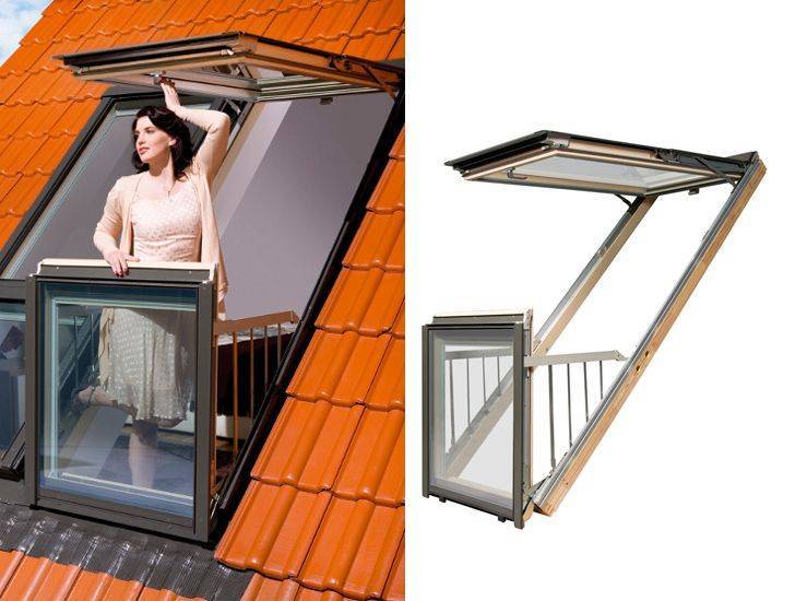Окно velux, которое превращается в балкон на крыше – одно из самых удобных и экономичных решений создания балкона для мансарды
