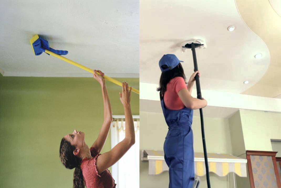Как помыть натяжной потолок без разводов в домашних условиях (глянцевый и матовый)
